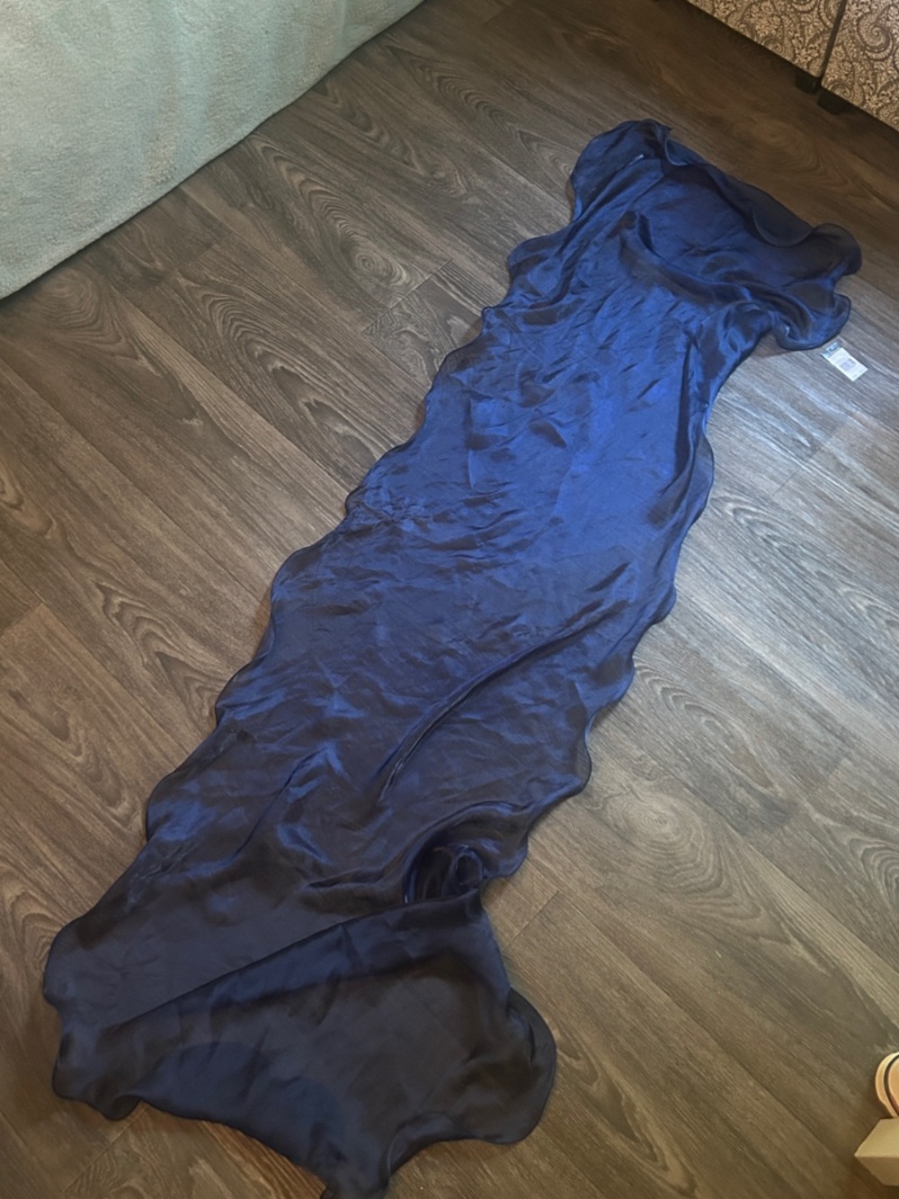 Ralph Lauren Navy Blue Satin Scarf Wrap